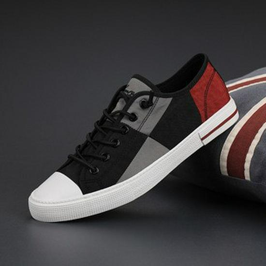 Men's Spring Canvas Shoes: Breathable, Casual, Versatile Low-Top Skate Shoes with Elastic Band.