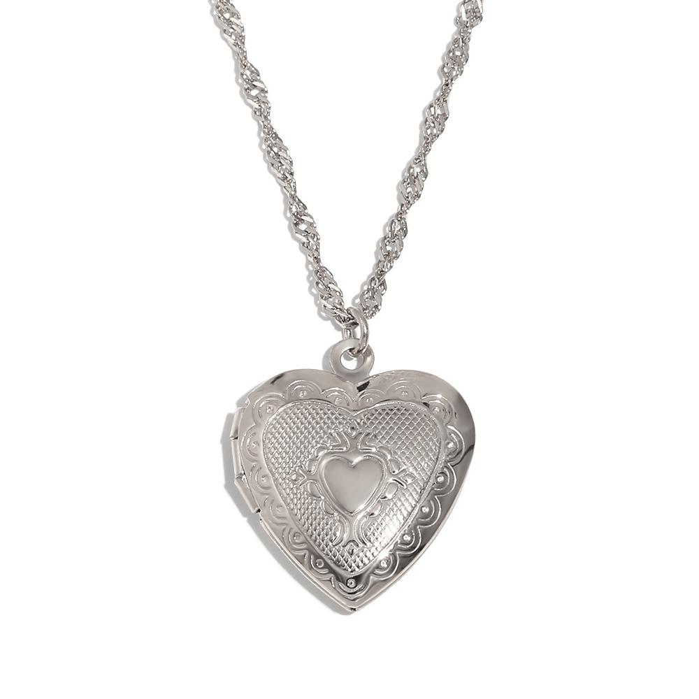 

MamacitaSlay Meaningful Hollow Heart Puppy Fingerprint Can Paste Photo Pendant Necklaces for women stainless steel jewelry woman