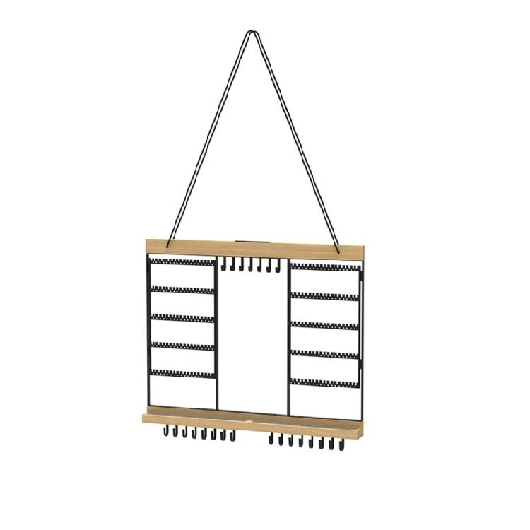 

Space Saving Jewelry Display Rack with Multilayer Compartments Suitable for Organized Storage and Elegant Wood Finish 1