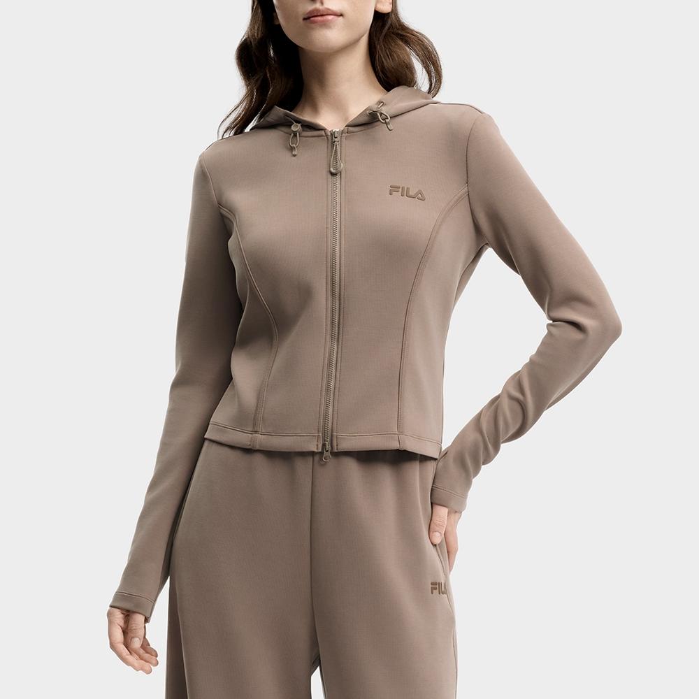 FILA Original Fashion Lifestyle Series Slim Fit Knitted Hooded Zip Jacket Women jackets F11W629502F-BN