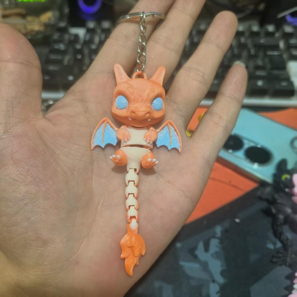 3D Printed Articulated Animal Keychain PLA Flexible Fidget Toy Pendant