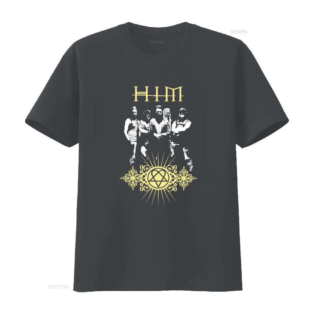 Vintage Gothic Him Rock Band Heartagram Print Casual Streetwear T Shirt Vintage Graphic Breathable Top For Everyday Wear