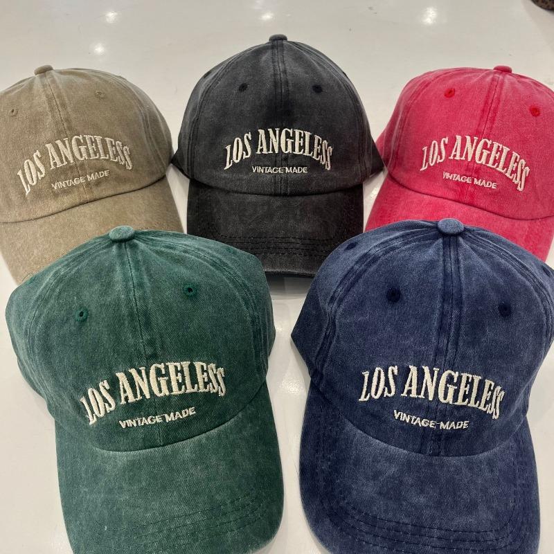 Retro washed baseball cap, letter versatile female face peaked cap, casual visor hat, male trend