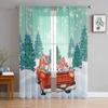 Christmas Truck Gift Forest Snowflakes Sheer Curtains Modern Gauze Curtain for Living Room Bedroom Voile Yarn Curtains