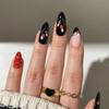 Glossy Red Black Almond Press on Nails Long Lasting Safe Material Waterproof False Nails for Women Nail Art Decoration