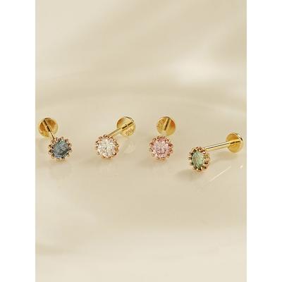 [0.8mm] 14K Gold Internal Moissanite Diamond Shining Labret Piercing Earrings
