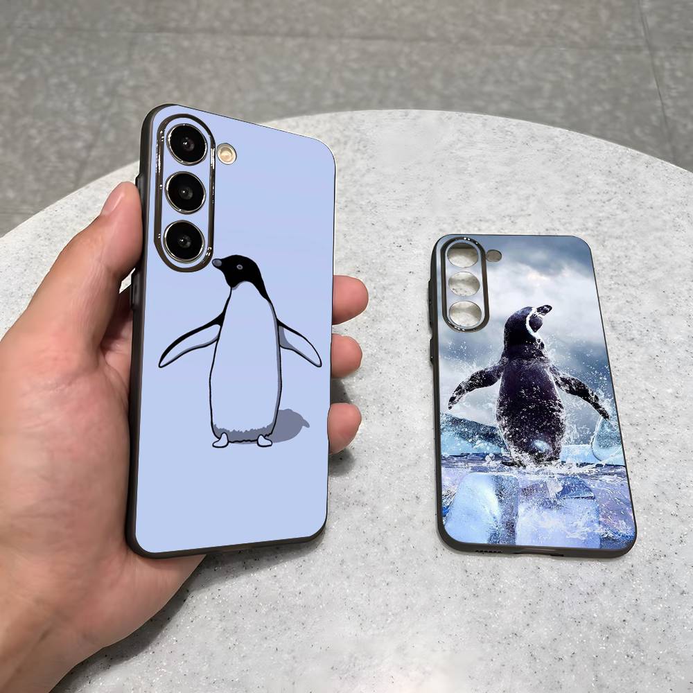 Lovely Penguin For Samsung Galaxy S23 S24 S25 Ultra S22 Plus S21 Black Soft Case Waterproof Soft Case