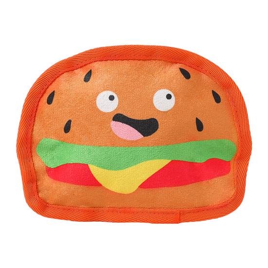 Hamburger Dog Chew Toy with Squeaker Pizza Hot Dog Popcorn Sausage Teething Cleaning Toy Interactive Toy for Small Medium Large