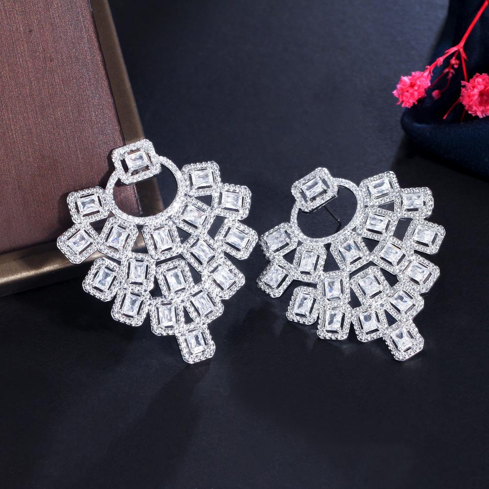 CMM Gorgeous Wedding Jewelry Cubic Zirconia Hollow Big Stud Earrings