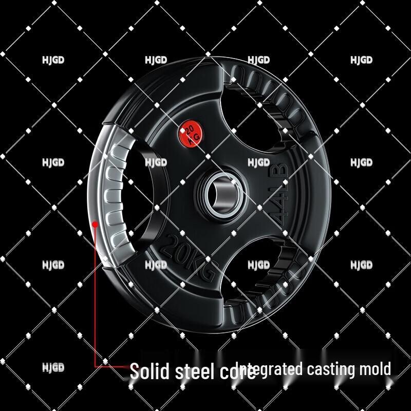 HJGD Rubber Coated Cast Iron Olympic Barbell Plate with Hand Grips