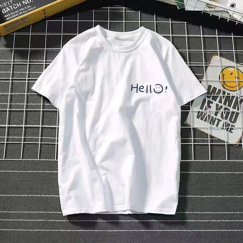 New Korean-style Silver Cherry Blossom Print T-shirt: Women's Short-sleeve Crew-neck Casual Top Perfect for Spring and Summer