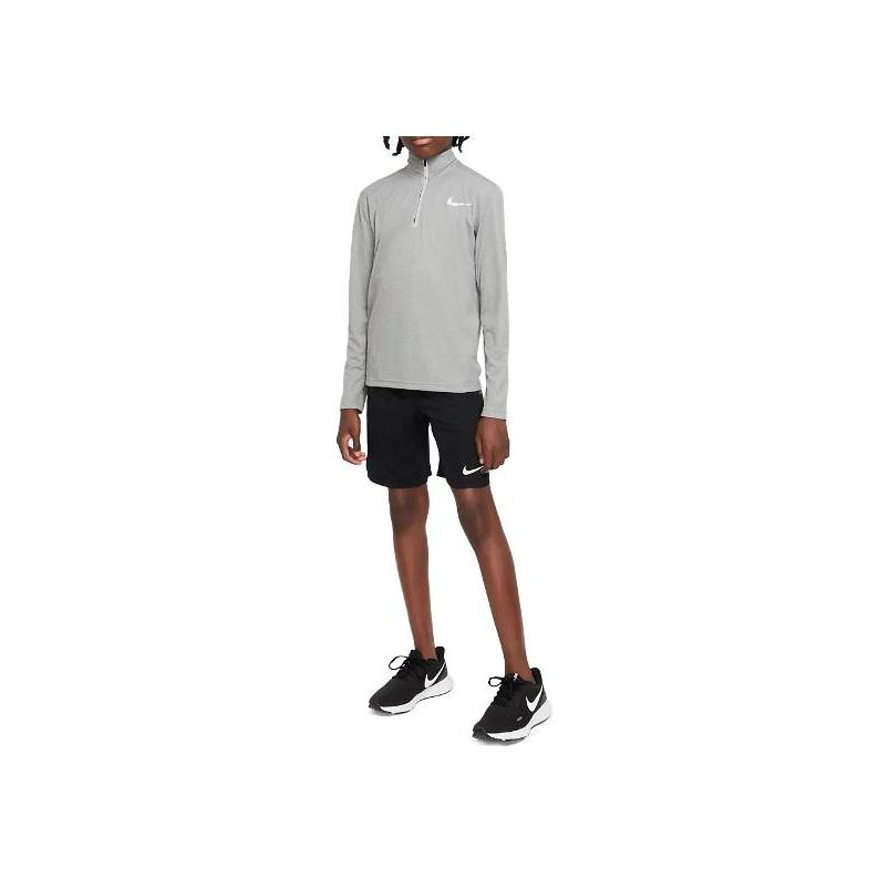 Nike Solid Color Zipper Slim Fit Long Sleeve Polo Shirt Kids Tops Gray DQ9024-091