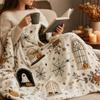 Halloween Flannel Throw Blanket Pumpkin Pattern for Sofa Bedroom Conditioning, Lightweight Decorative Coverlet