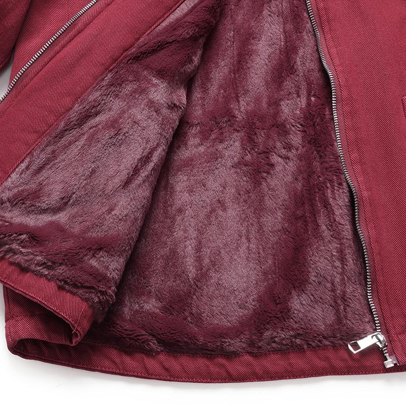 Plus Size Hooded Velvet Coat for Middle-Aged Women - Fashionable Cotton-Padded Jacket