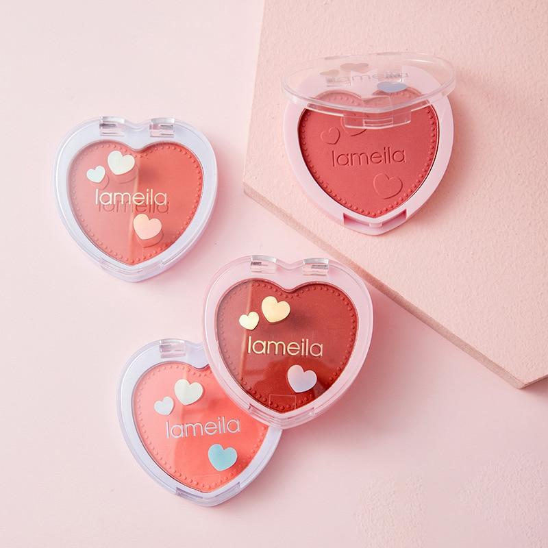 4 cores blush rosto de longa duração blush amor paleta pó macio textura suave profissional maquiagem feminina