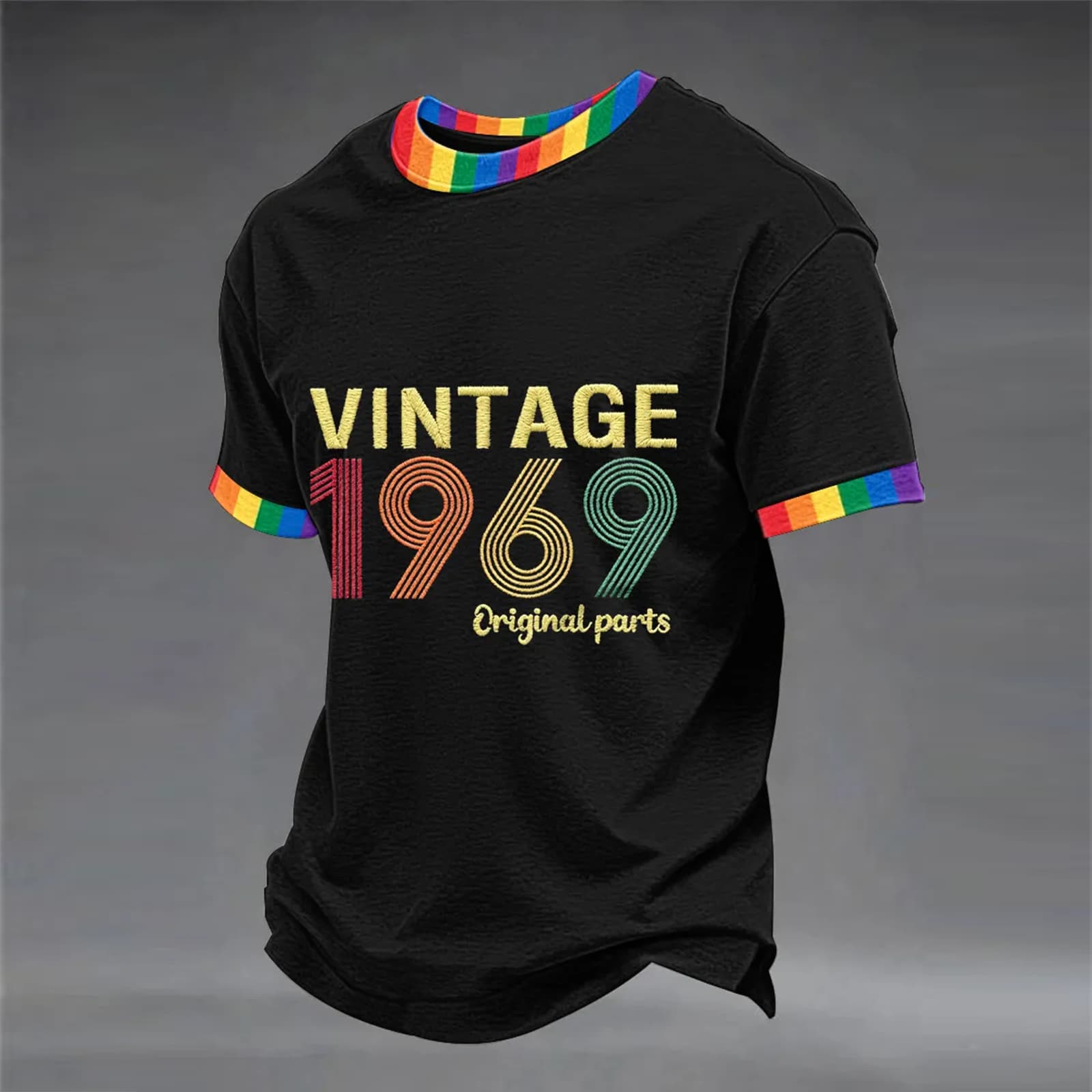 

Men s Casual Round Neck Short Sleeve T-Shirt L чёрный