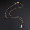 Natural Freshwater Pearl Pendant Necklace - Light Luxury Fairy Design, Titanium Steel with Gold Plating (YS51)