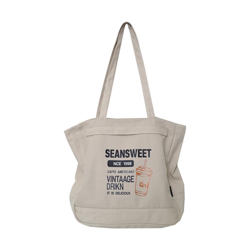 

New campus canvas bag large capacity shoulder bag couple fashion tote bag oblique span bag one size fits all