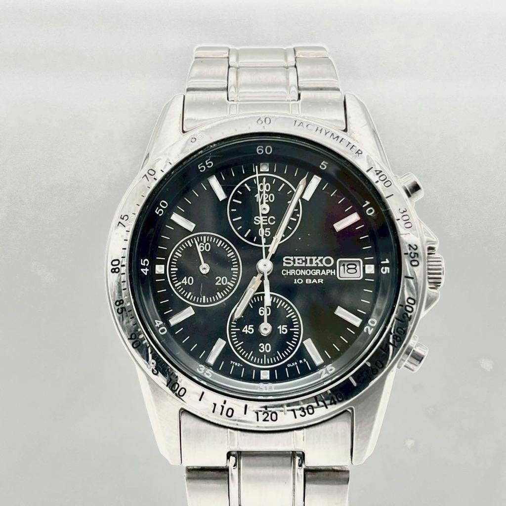 [USED] Working Seiko Diver Chronograph Watch with Battery and Genuine Black Strap