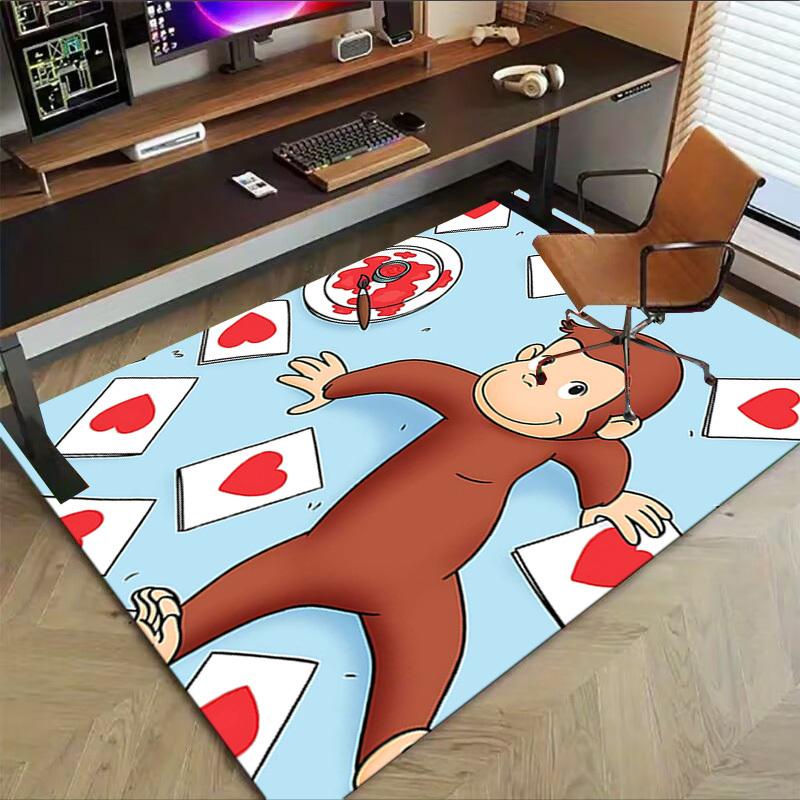 1PC curious george heart Non-Slip Floor carpet, suitable for Office, bedroomand playrooms. It can also be used as a sofa footrest cover-T21