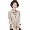 Silk Floral Three-Quarter Sleeve Shirt for Middle-Aged Women