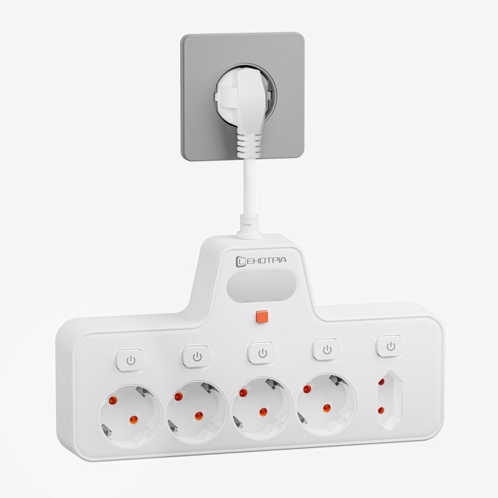 European standard multi socket lighting power socket, made of PC fire-resistant and flame-retardant material, equipped with small night lights