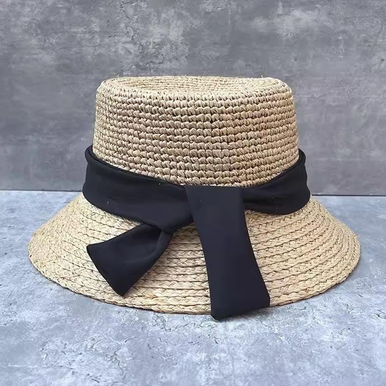 Lafite Sun Hat Bow Sun Hat Women'S Summer Seaside Beach Vacation Face Small Sunscreen Straw Hat