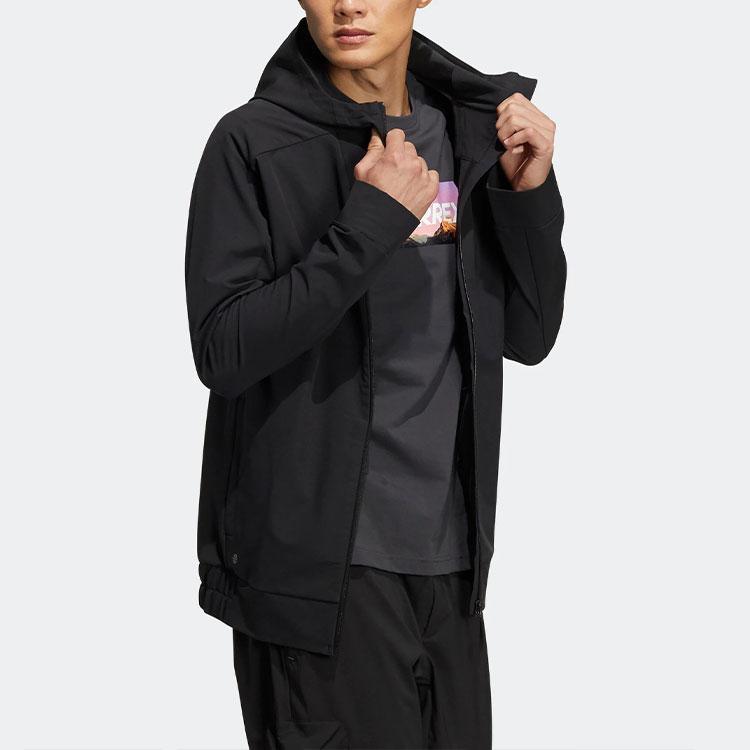 Adidas Sport Casual Hooded Jacket Men Outerwear Black HE5265