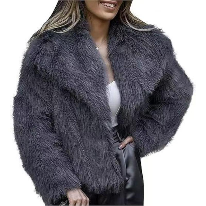 Wind Autumn and Winter Navy Collar Imitation Fur Jacket Women's Padded Plush Imitation Fox Fur Coat Loose Cotton Coat