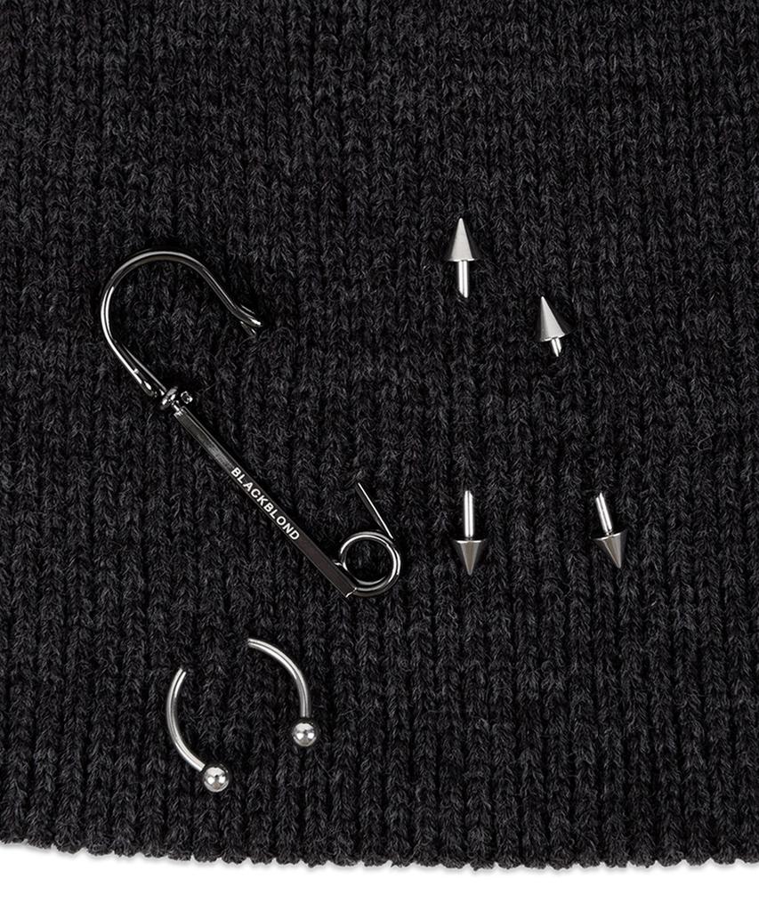 BLACKBLOND Vividi Embroidered Logo Piercing Beanie (Charcoal)