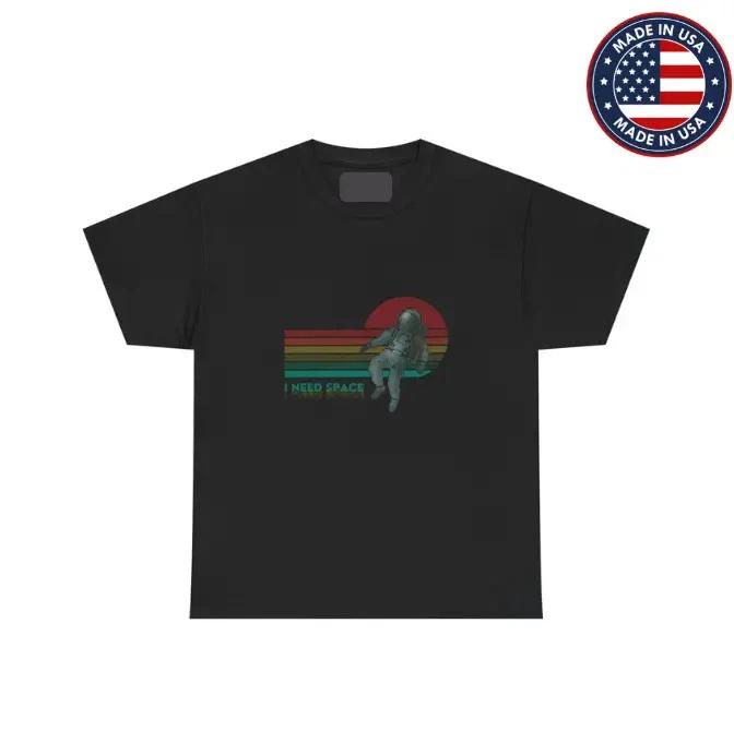 Retro Astronaut Tee (I Need Space) | Vintage Space Stripes | Funny T- Shirt L