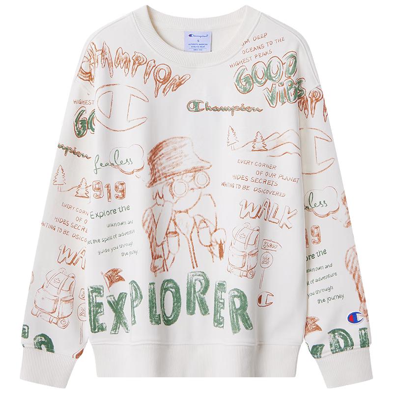 Champion Unisex Graffiti Print Round Neck Sweatshirt XL