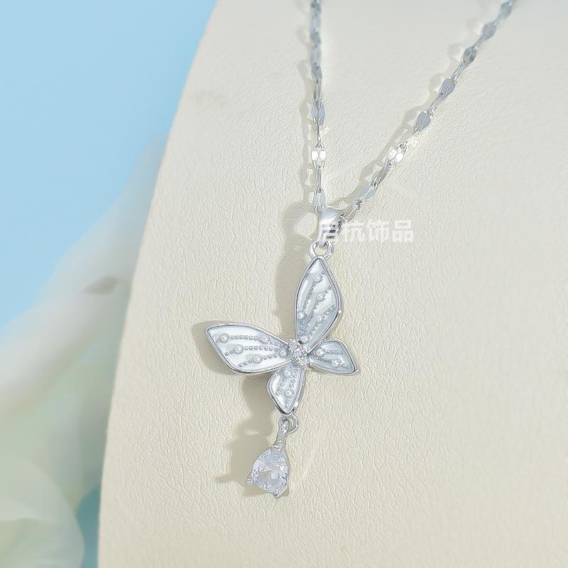 Tassel Butterfly Necklace Women'S Senior Simple Personality Versatile Pearl Pendant Of The Same Style