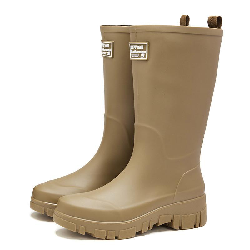 Korean Version Versatile Tall Rain Boots Women's Waterproof and Non-slip Water Boots Wear-resistant Outer Wear Rubber Shoes Kitchen Work Sleeve Women'