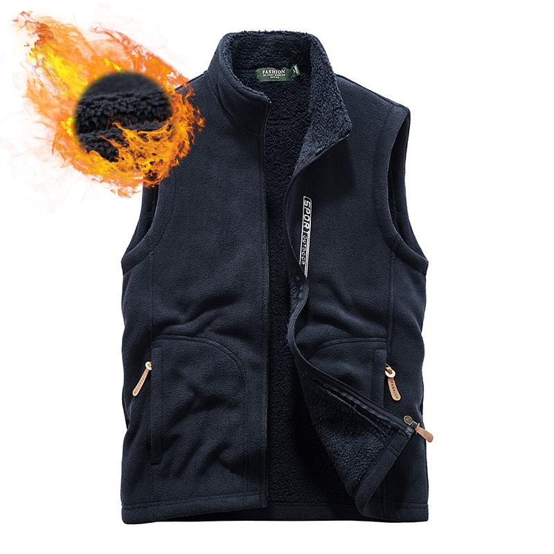 2025 Windproof Fleece Vest - Velvet-Lined, Thick, Warm, Stand-Up Collar, Sleeveless for Autumn & Winter