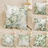 Muted Green Botanical Prints Cushion Cover Natural Linen Organic Fabric DoubleSided Printing Sofa Home Decor Gift Pillow Cover