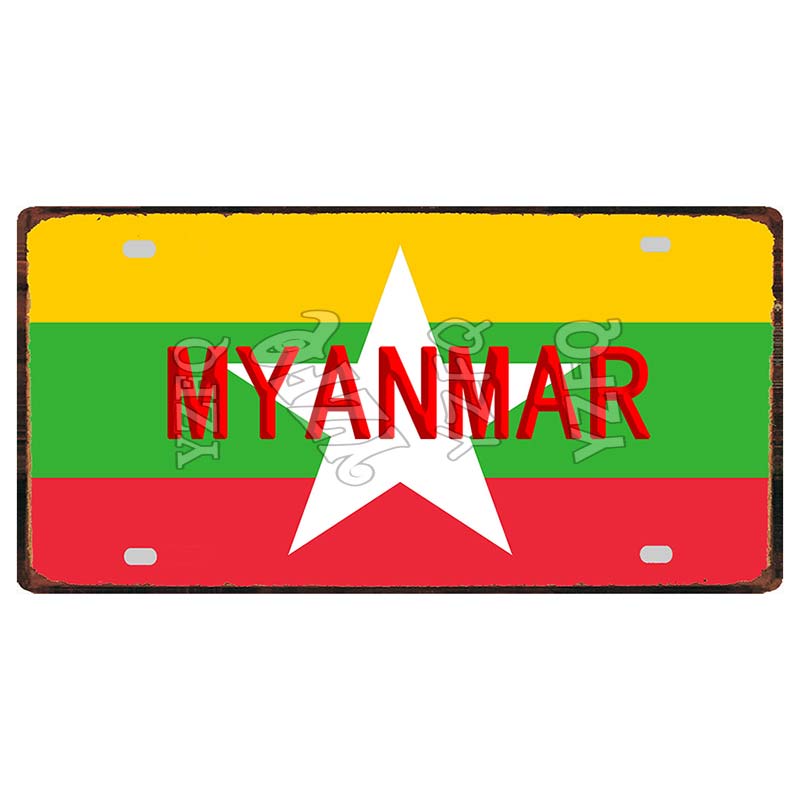 [YZFQ ]30X15CM Nationalflagge Marokko Norwegen Zypern Metallblechschild Stadt Reise Souvenir Wand Kneipe Geschäft Heimhandwerk Dekor DC-1345B