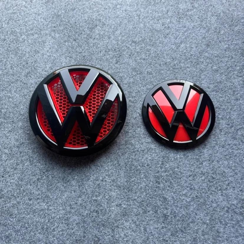 VW GTI GOLF 2026 Heiß für VW VOLKSWAGEN Volkswagen Multivan T5 2011-2015 3D Front Heck Auto Emblem Abzeichen Set, ABS Auto Logo Ersatz