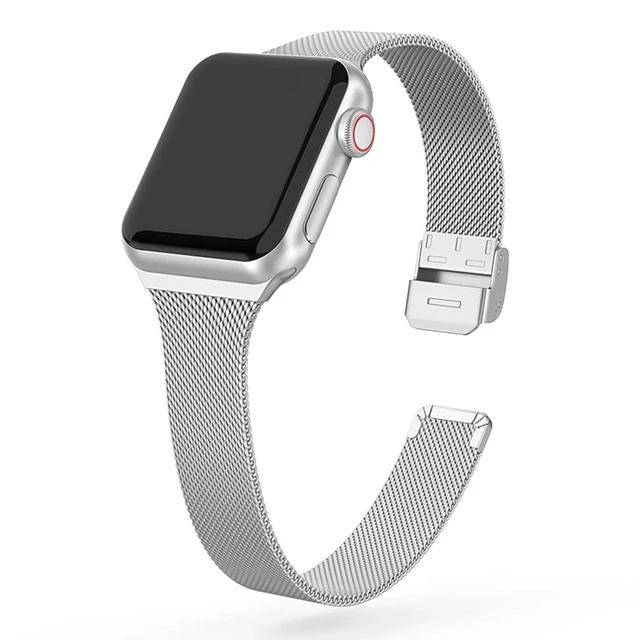 

Stainless Steel Mesh Strap for Apple Watch Band 38mm 40mm 41mm 42mm 44mm 45mm 49mm Metal Wristband for iWatch 8/7/6/SE/5/4/3/2/1 for Series 10 46mm серебряный