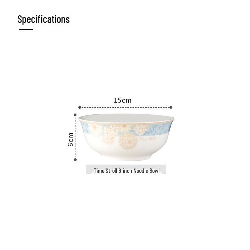 Haoya Jingdezhen Keramik 6-Zoll Nudelsuppenschalen Set mit 6 Stück - Zeitreise-Muster