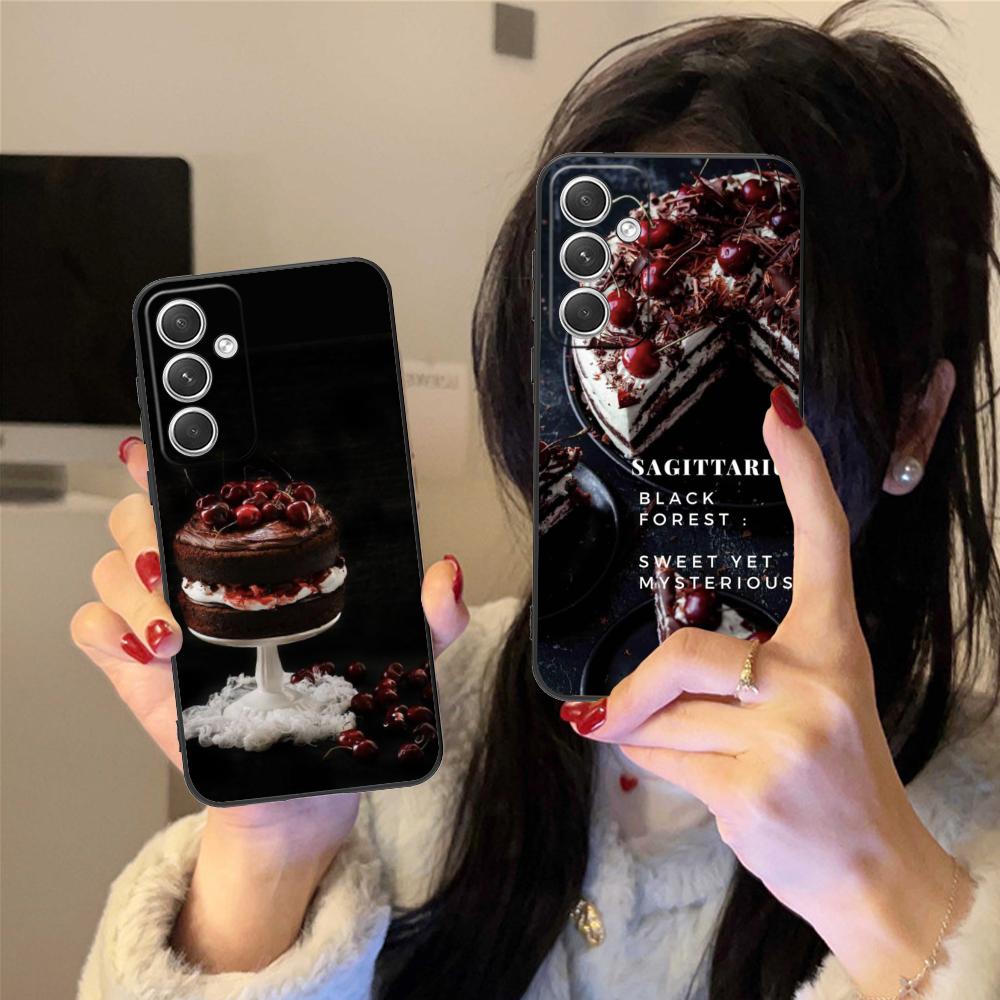 Black Forest Cake Mobile Phone Case for Samsung Galaxy S26 S25 S24 S23 S22 S21 S20 Note20 Plus FE Ultra Colorful Cover Pretty