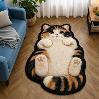 Non-Slip Cat-Shaped Area Rug Anti-fouling Cartoon Carpet Cute Home Decor Carpet  Living Rooms