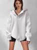2024 Autumn/Winter Women's Solid Color Hooded Sweatshirt - Long Sleeve, Loose Fit Top