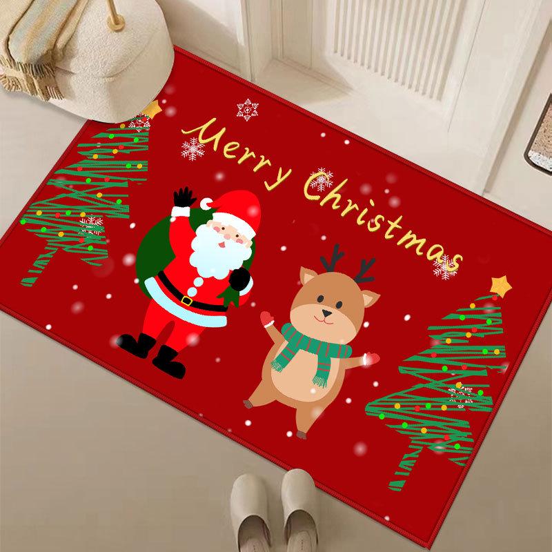 Non-Slip Christmas Cartoon Floor Mat for Entryway, Living Room, and Bathroom