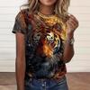 Summer Round Neck Short Sleeved Casual Versatile Top with Animal Print Women's T-shirts