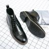 Fashion Italian Style Men's High Top Brogue Shoes Trend Design Men's Workwear Shoes Winter New Ankle Boots Lace Up Pointed Style