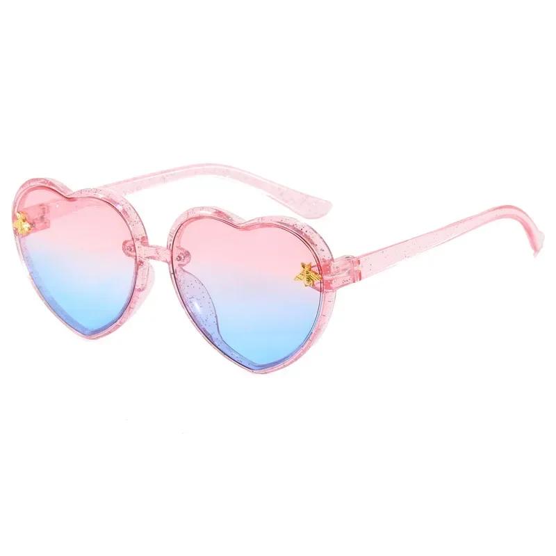 Kids Heart Shaped Sunglasses UV400 Protection Fashion Cartoon Glasses for Outdoor Beach Party Eye Care