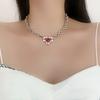 Zircon Love Pendant Necklaces Alloy Material Heart Pendant Necklaces Thick Chain Necklaces Party Jewelry Gift for Women
