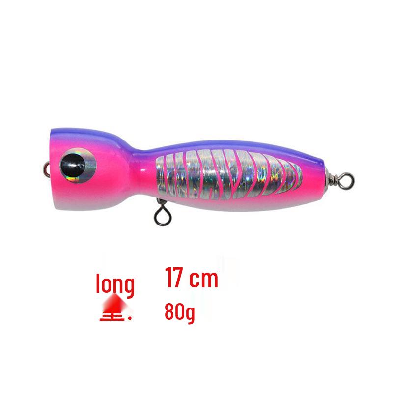 Wooden Popper Lure: 80g, 17cm for Deep Sea Trolling & Fishing маджента