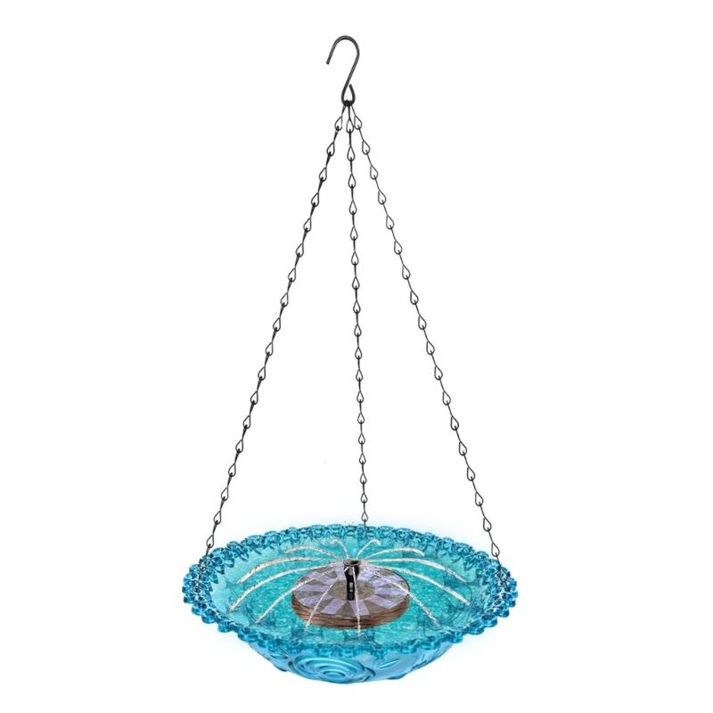 Hanging Outdoor Bird Bath Fountain Solar Powered Fountain Attracts Birds Squirrels  Large Capacity Garden Feeder